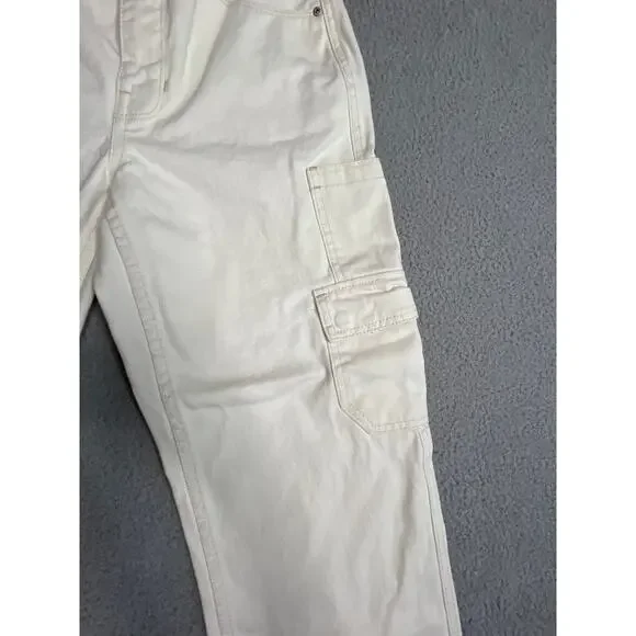 Empyre Tori Cargo Jeans 2 High Rise Baggy Wide Leg Y2K White Denim Pants XS - Picture 1 of 16